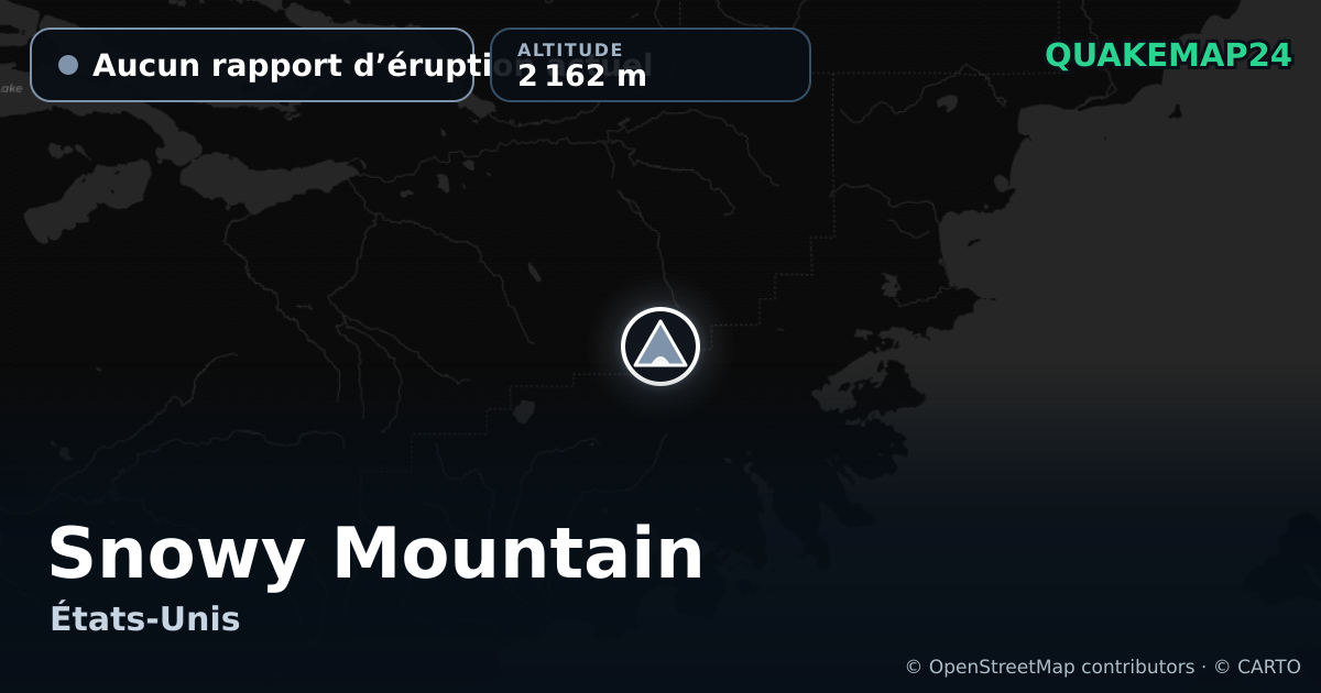 Snowy Mountain · Aucun rapport d’éruption actuel · 2 162 m