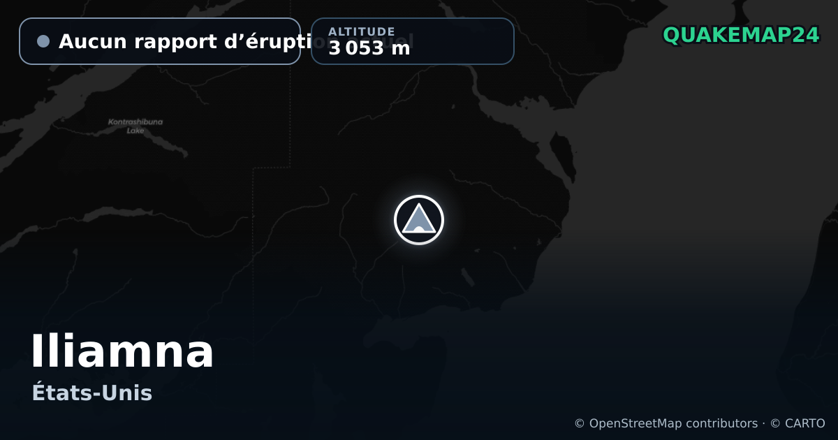 Iliamna · Aucun rapport d’éruption actuel · 3 053 m