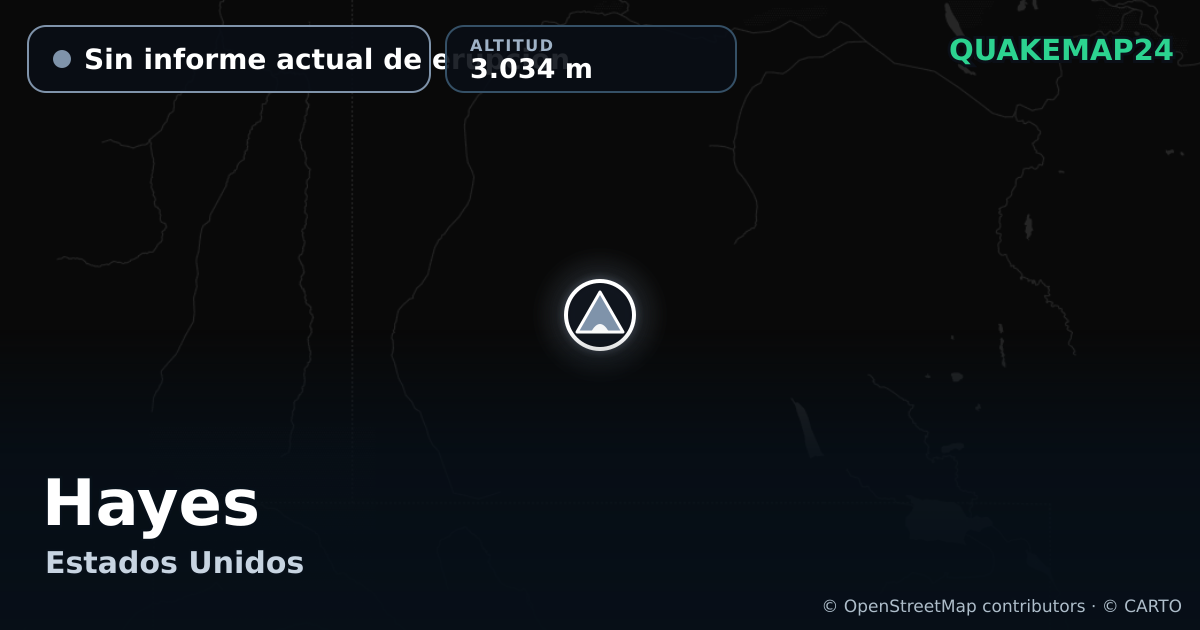 Hayes · Sin informe actual de erupción · 3.034 m