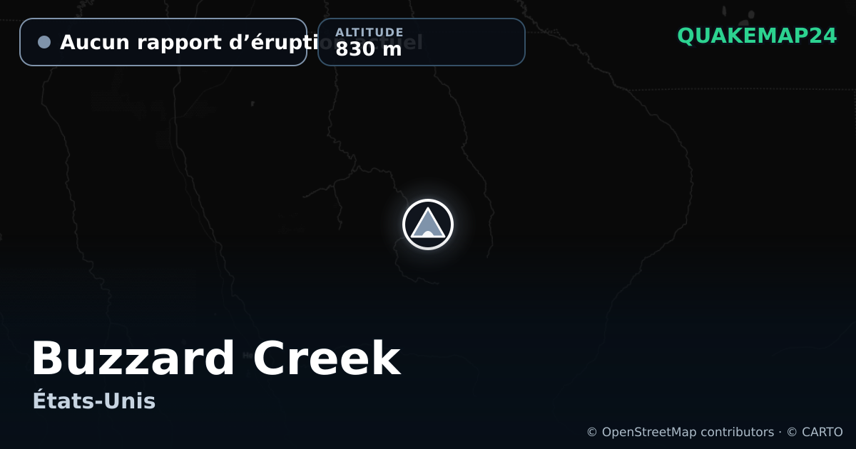 Buzzard Creek · Aucun rapport d’éruption actuel · 830 m
