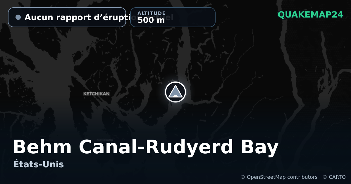 Behm Canal-Rudyerd Bay · Aucun rapport d’éruption actuel · 500 m