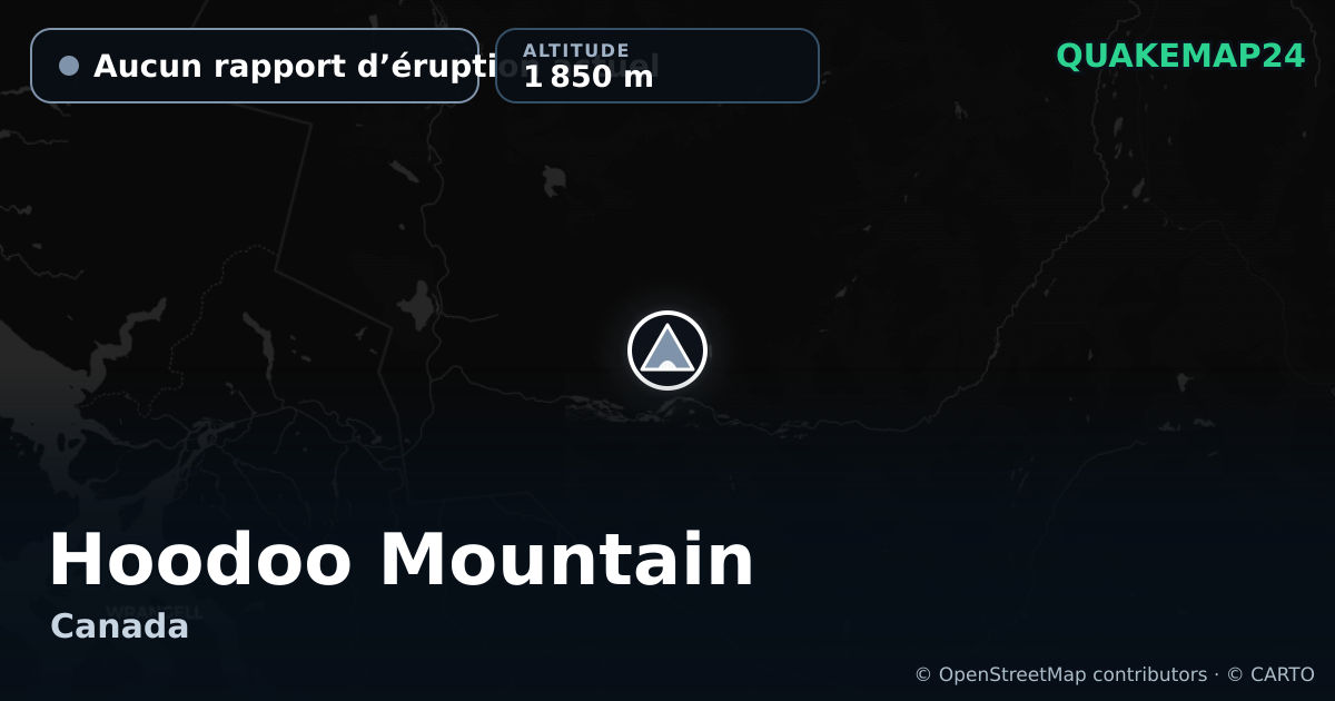 Hoodoo Mountain · Aucun rapport d’éruption actuel · 1 850 m
