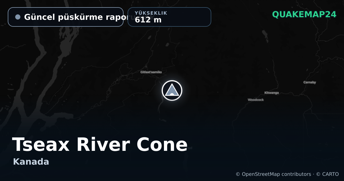 Tseax River Cone · Güncel püskürme raporu yok · 612 m