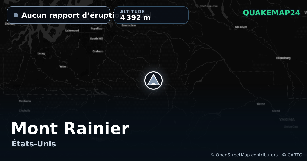 Mont Rainier · Aucun rapport d’éruption actuel · 4 392 m