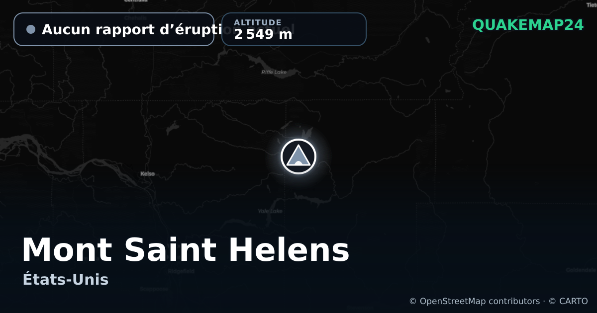 Mont Saint Helens · Aucun rapport d’éruption actuel · 2 549 m