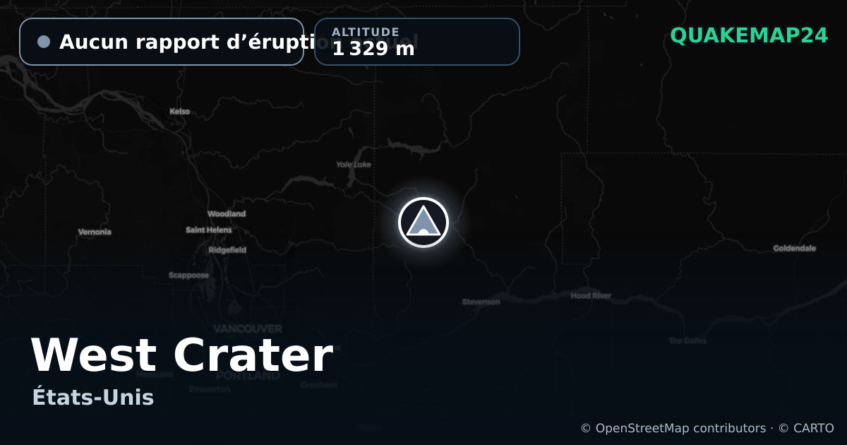 West Crater · Aucun rapport d’éruption actuel · 1 329 m