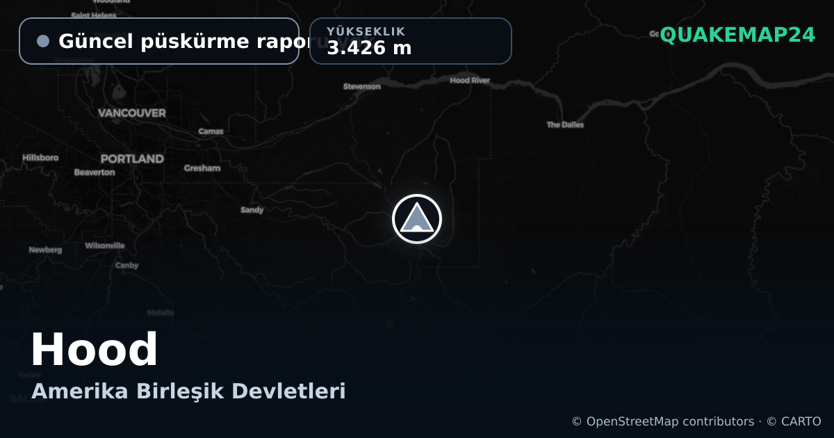 Hood · Güncel püskürme raporu yok · 3.426 m