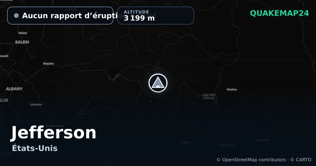 Jefferson · Aucun rapport d’éruption actuel · 3 199 m