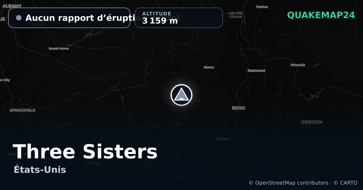 Three Sisters · Aucun rapport d’éruption actuel · 3 159 m