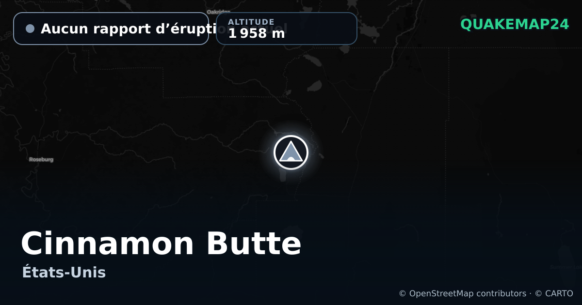 Cinnamon Butte · Aucun rapport d’éruption actuel · 1 958 m