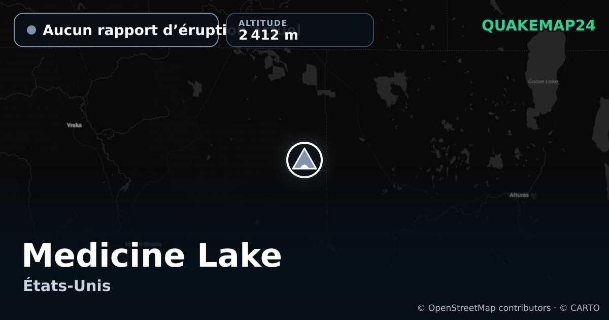 Medicine Lake · Aucun rapport d’éruption actuel · 2 412 m