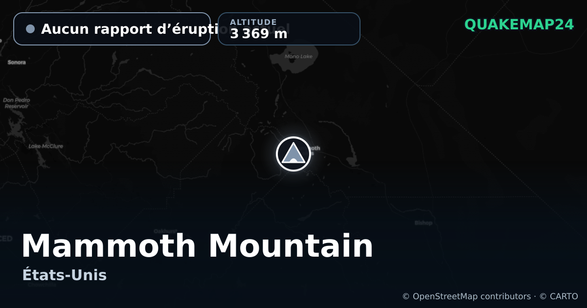 Mammoth Mountain · Aucun rapport d’éruption actuel · 3 369 m