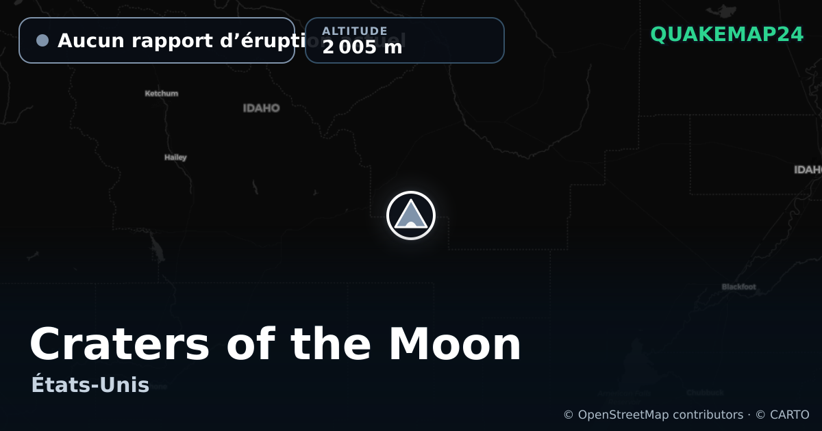 Craters of the Moon · Aucun rapport d’éruption actuel · 2 005 m