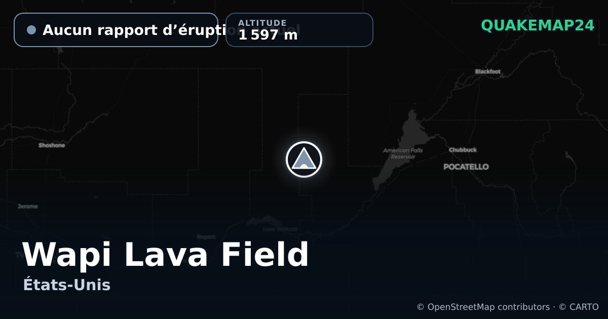 Wapi Lava Field · Aucun rapport d’éruption actuel · 1 597 m