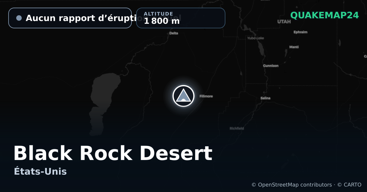 Black Rock Desert · Aucun rapport d’éruption actuel · 1 800 m