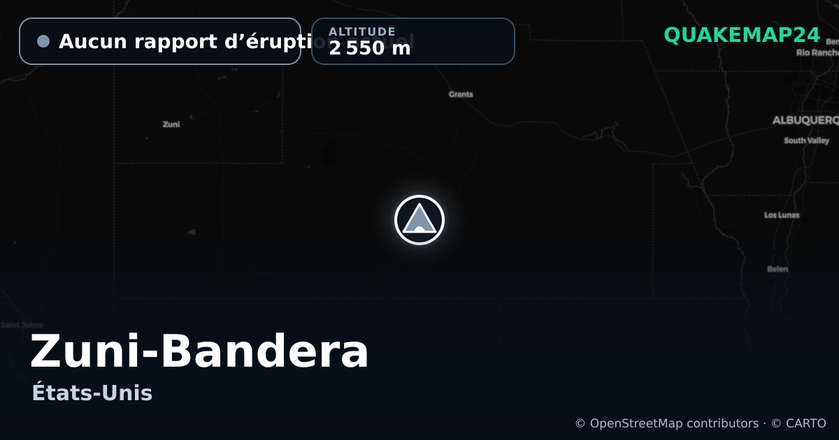 Zuni-Bandera · Aucun rapport d’éruption actuel · 2 550 m