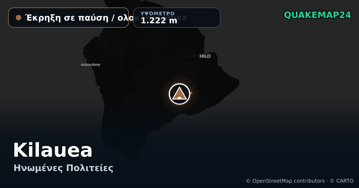 Kilauea · Έκρηξη σε παύση / ολοκληρώθηκε · 1.222 m