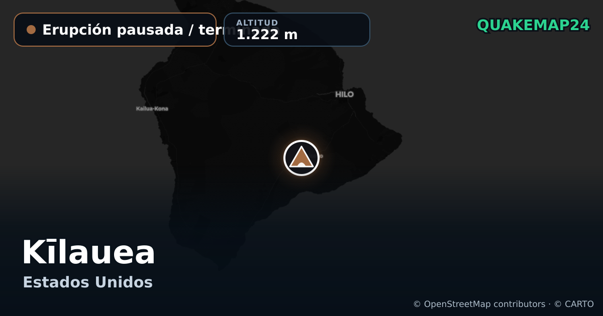 Kīlauea · Erupción pausada / terminada · 1.222 m