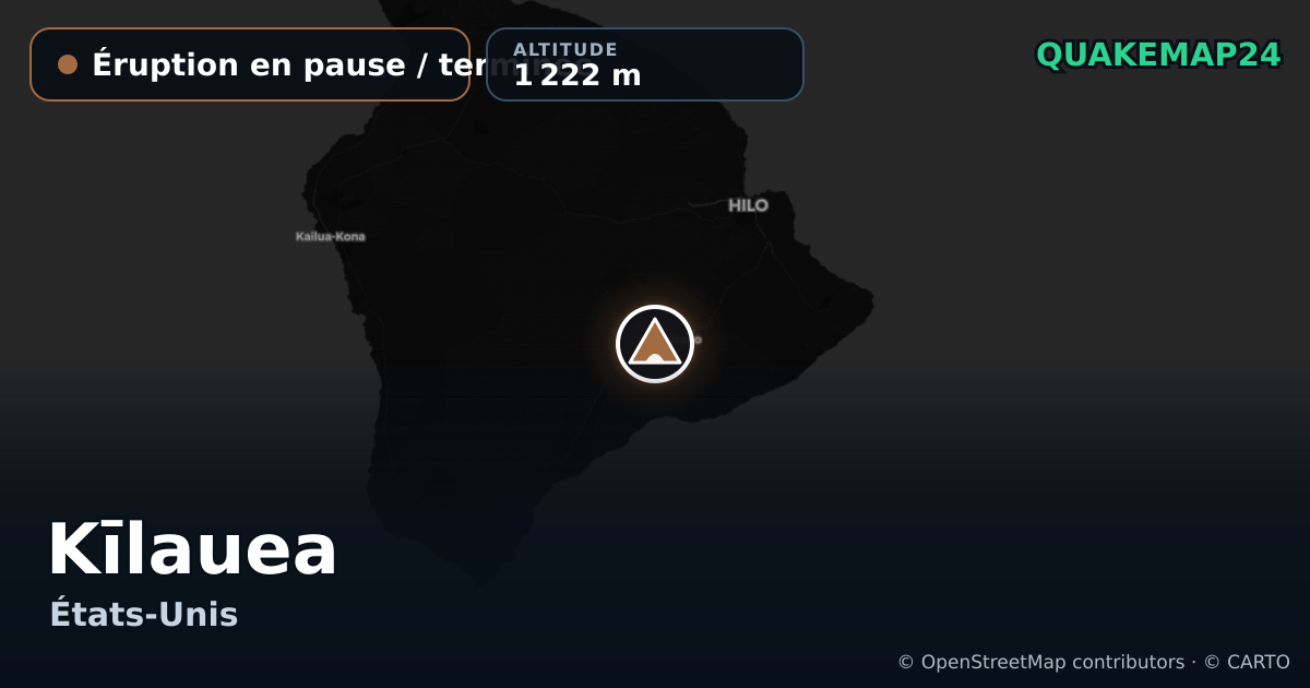 Kīlauea · Éruption en pause / terminée · 1 222 m