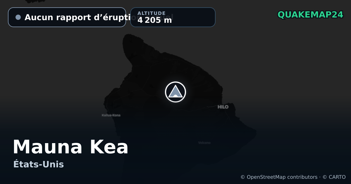 Mauna Kea · Aucun rapport d’éruption actuel · 4 205 m