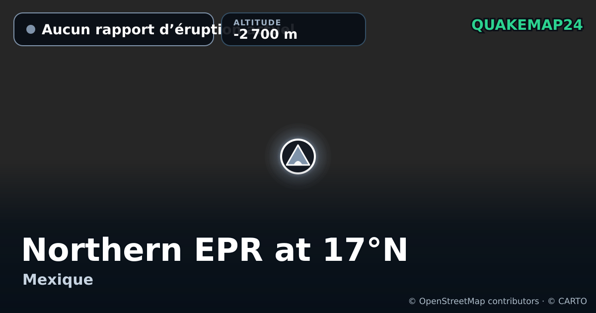 Northern EPR at 17°N · Aucun rapport d’éruption actuel · -2 700 m