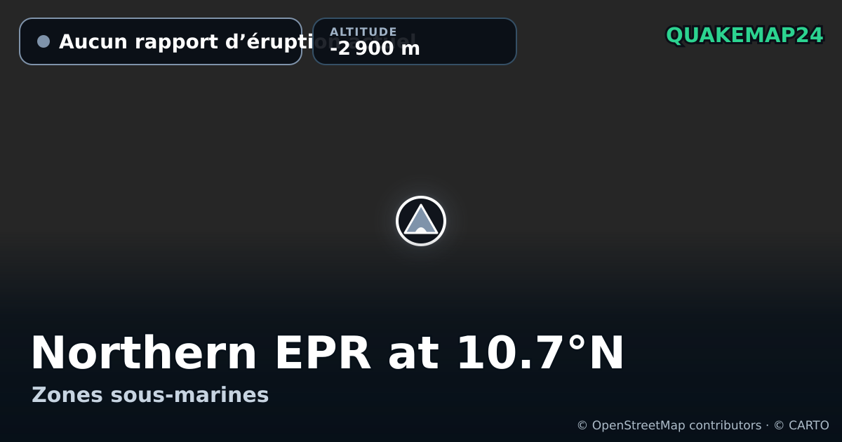 Northern EPR at 10.7°N · Aucun rapport d’éruption actuel · -2 900 m