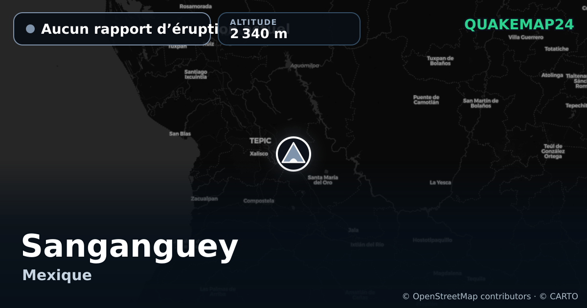 Sanganguey · Aucun rapport d’éruption actuel · 2 340 m