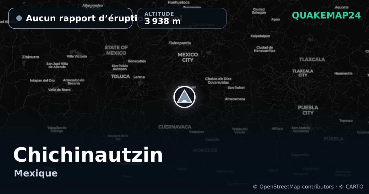 Chichinautzin · Aucun rapport d’éruption actuel · 3 938 m