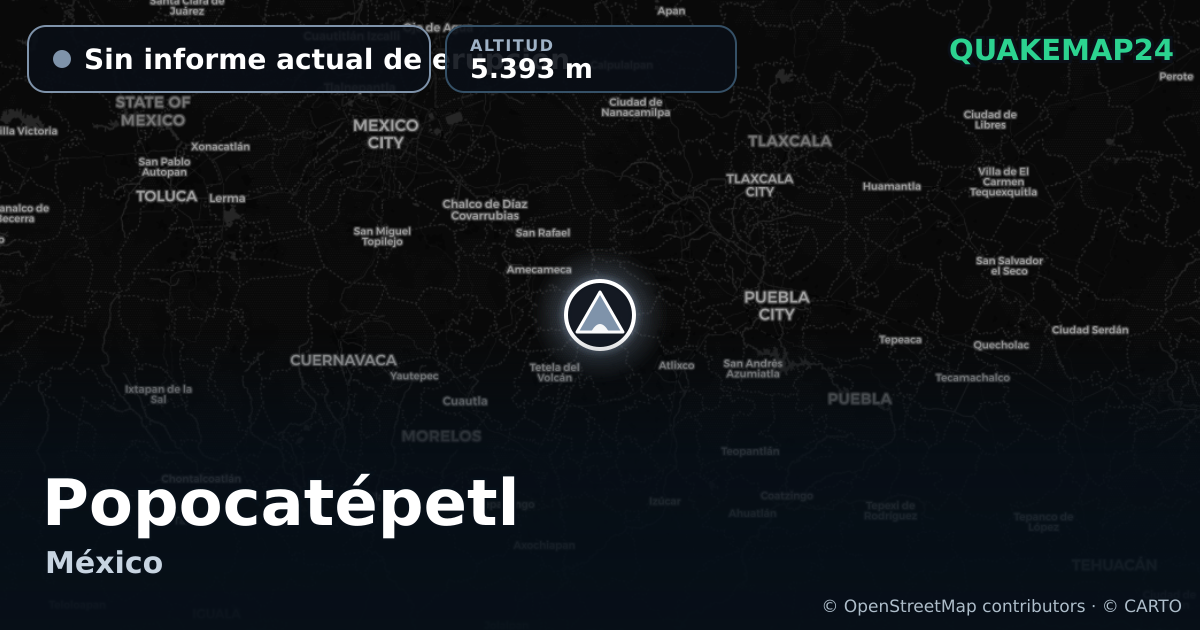 Popocatépetl · Sin informe actual de erupción · 5.393 m