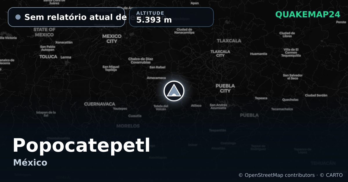 Popocatepetl · Sem relatório atual de erupção · 5.393 m