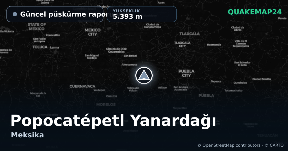 Popocatépetl Yanardağı · Güncel püskürme raporu yok · 5.393 m