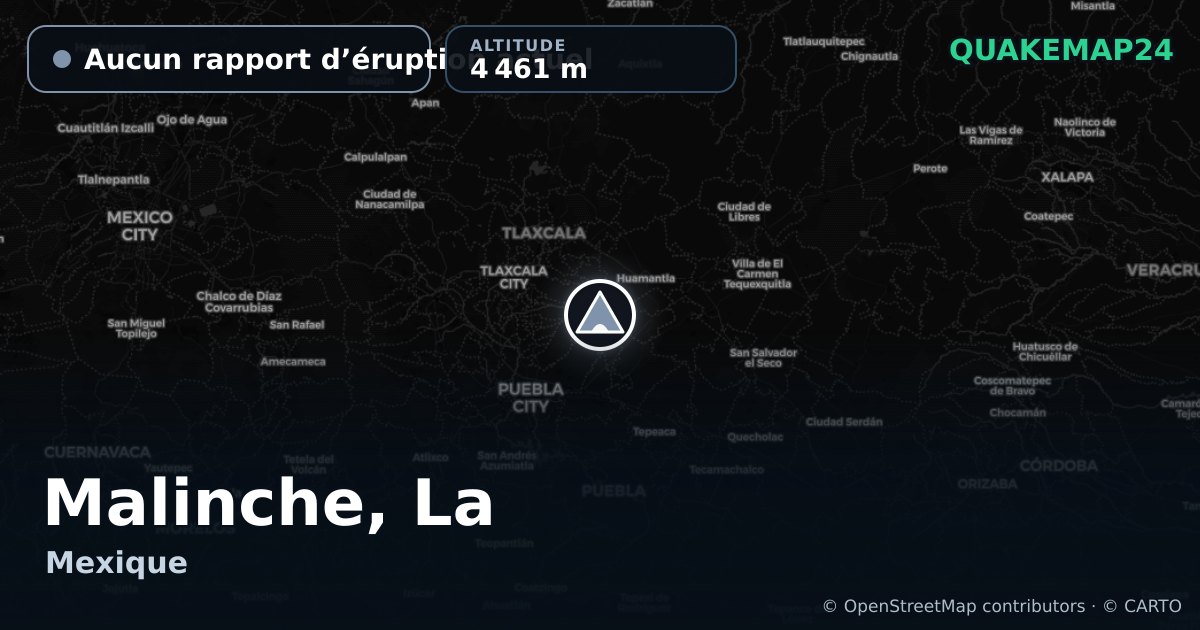 Malinche, La · Aucun rapport d’éruption actuel · 4 461 m