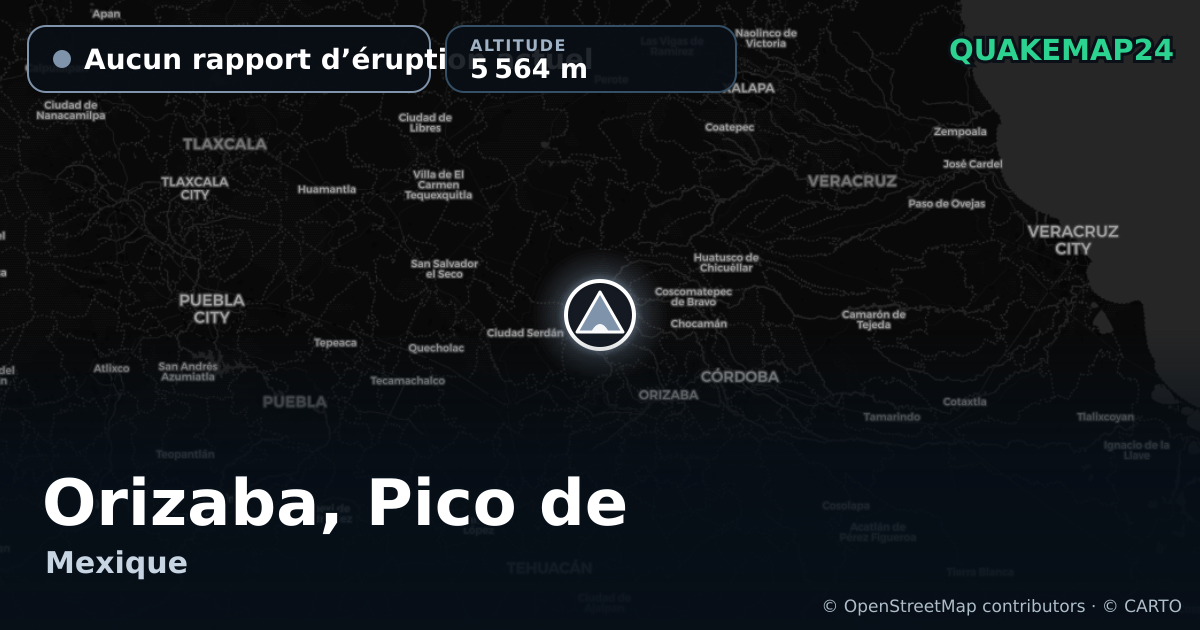 Orizaba, Pico de · Aucun rapport d’éruption actuel · 5 564 m