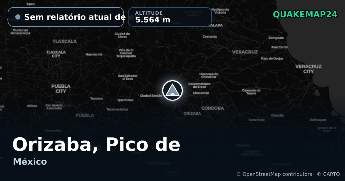 Orizaba, Pico de · Sem relatório atual de erupção · 5.564 m
