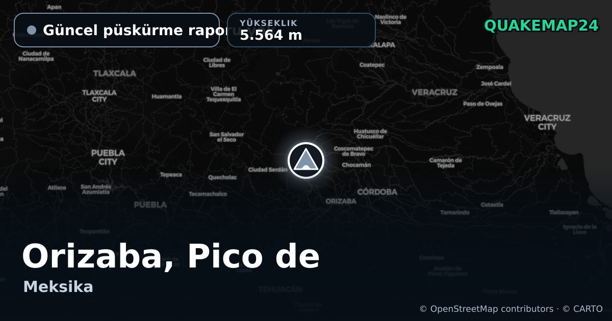 Orizaba, Pico de · Güncel püskürme raporu yok · 5.564 m