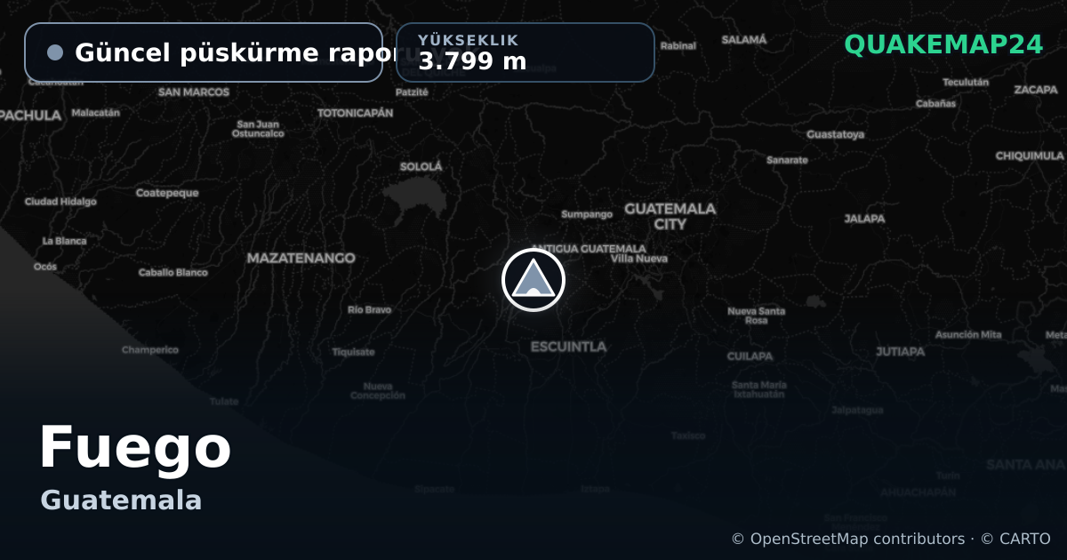 Fuego · Güncel püskürme raporu yok · 3.799 m