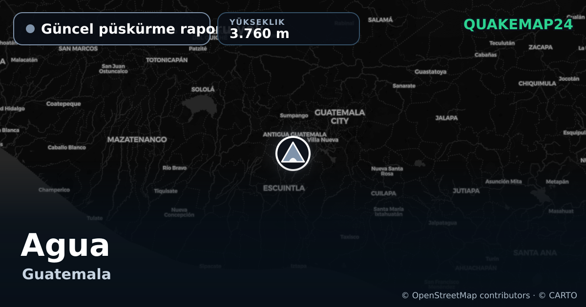 Agua · Güncel püskürme raporu yok · 3.760 m