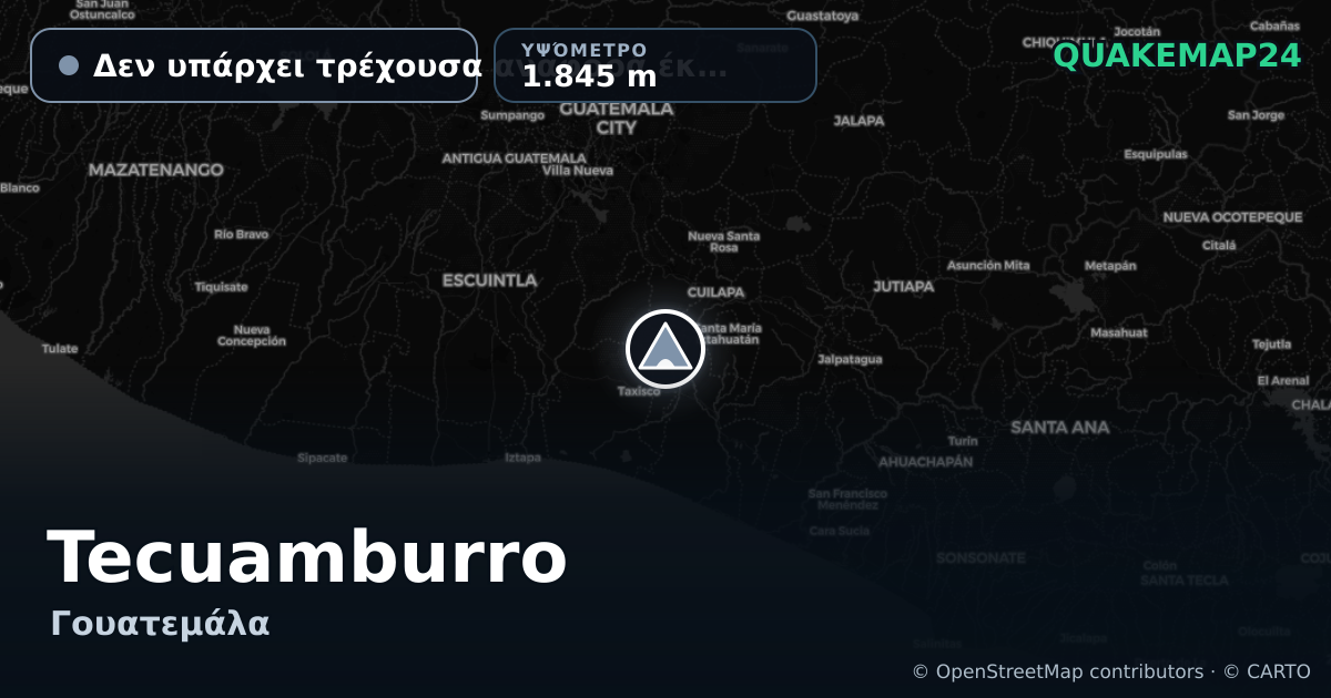 Tecuamburro · Δεν υπάρχει τρέχουσα αναφορά έκρηξης · 1.845 m