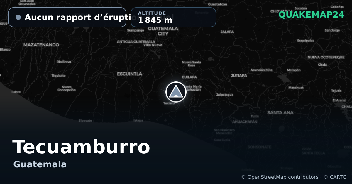 Tecuamburro · Aucun rapport d’éruption actuel · 1 845 m