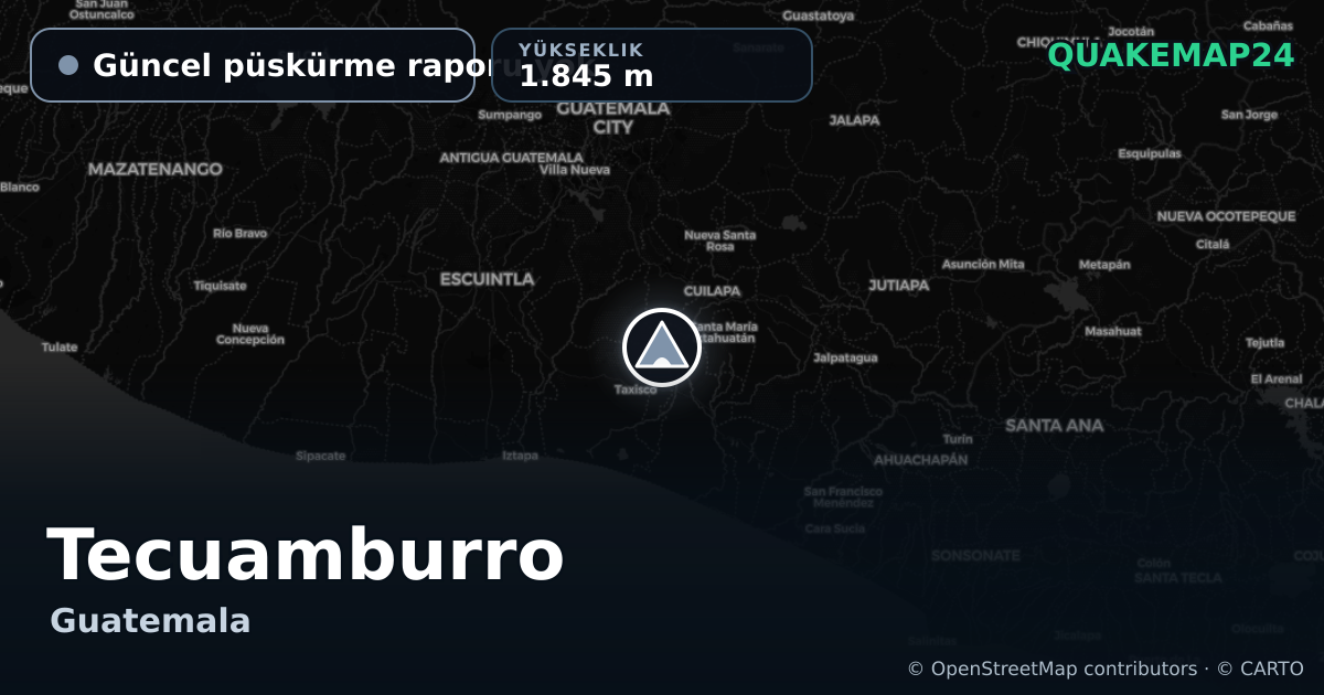 Tecuamburro · Güncel püskürme raporu yok · 1.845 m