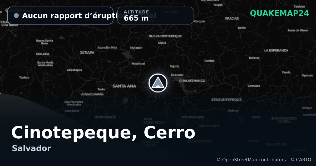 Cinotepeque, Cerro · Aucun rapport d’éruption actuel · 665 m