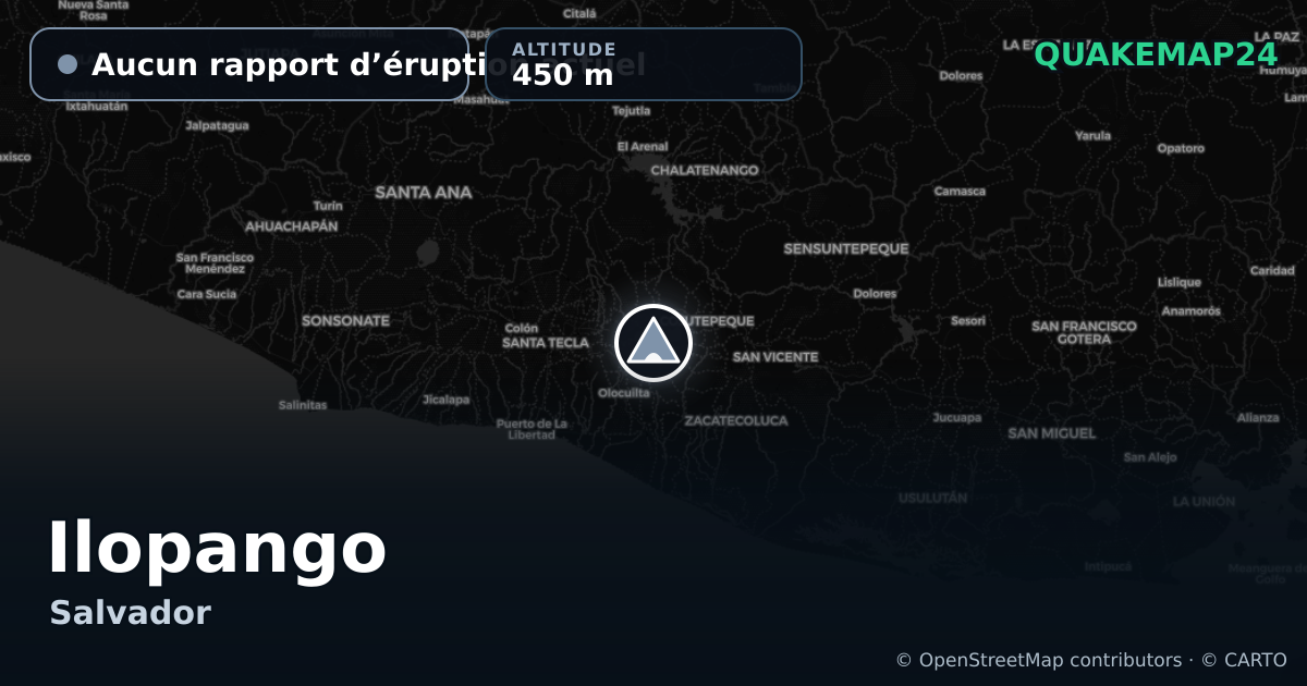 Ilopango · Aucun rapport d’éruption actuel · 450 m