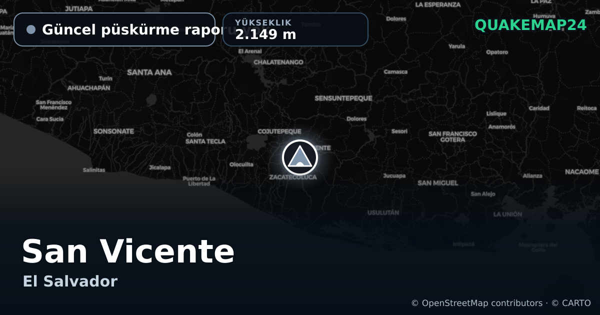San Vicente · Güncel püskürme raporu yok · 2.149 m