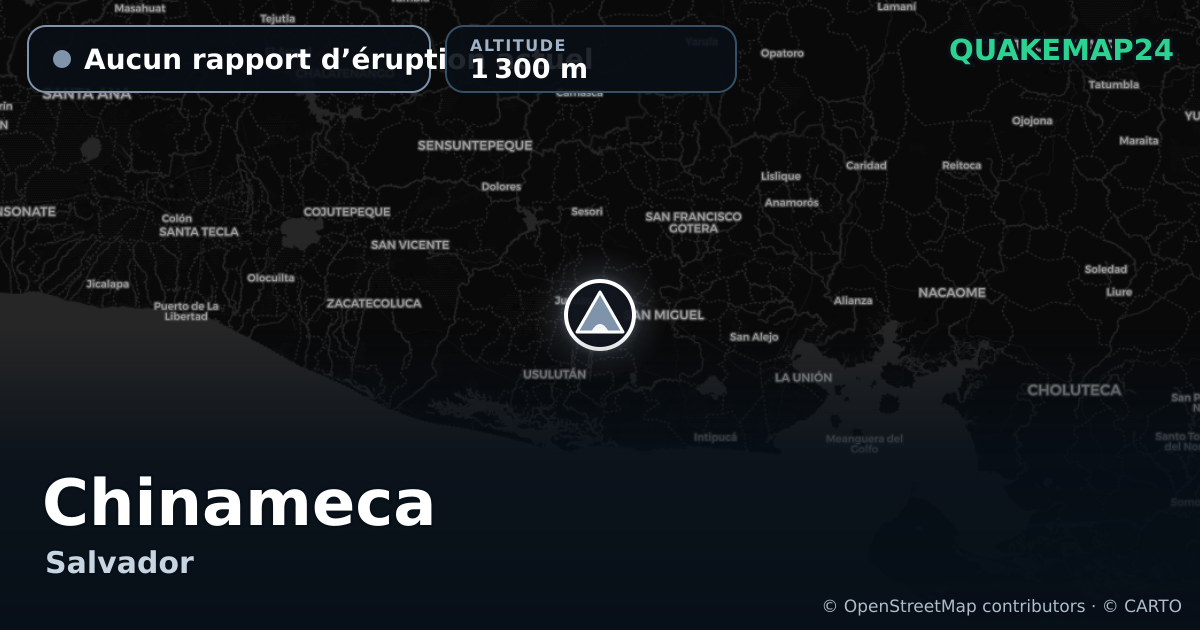 Chinameca · Aucun rapport d’éruption actuel · 1 300 m