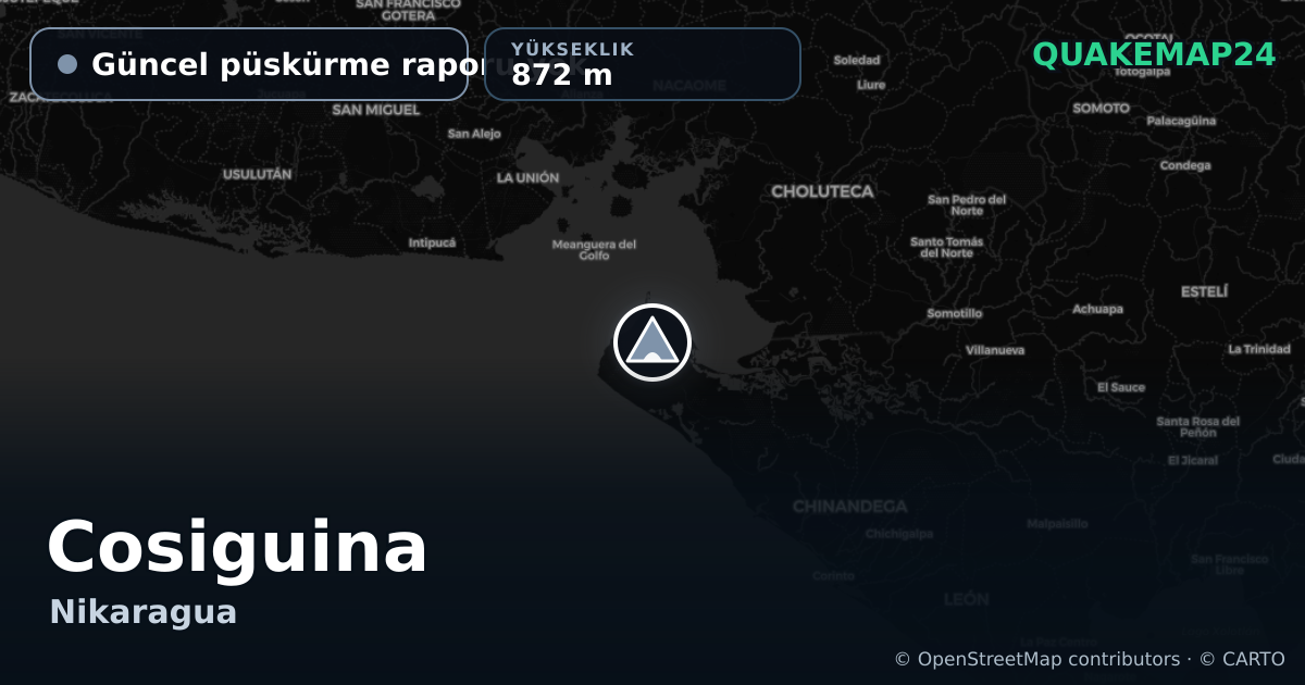 Cosiguina · Güncel püskürme raporu yok · 872 m