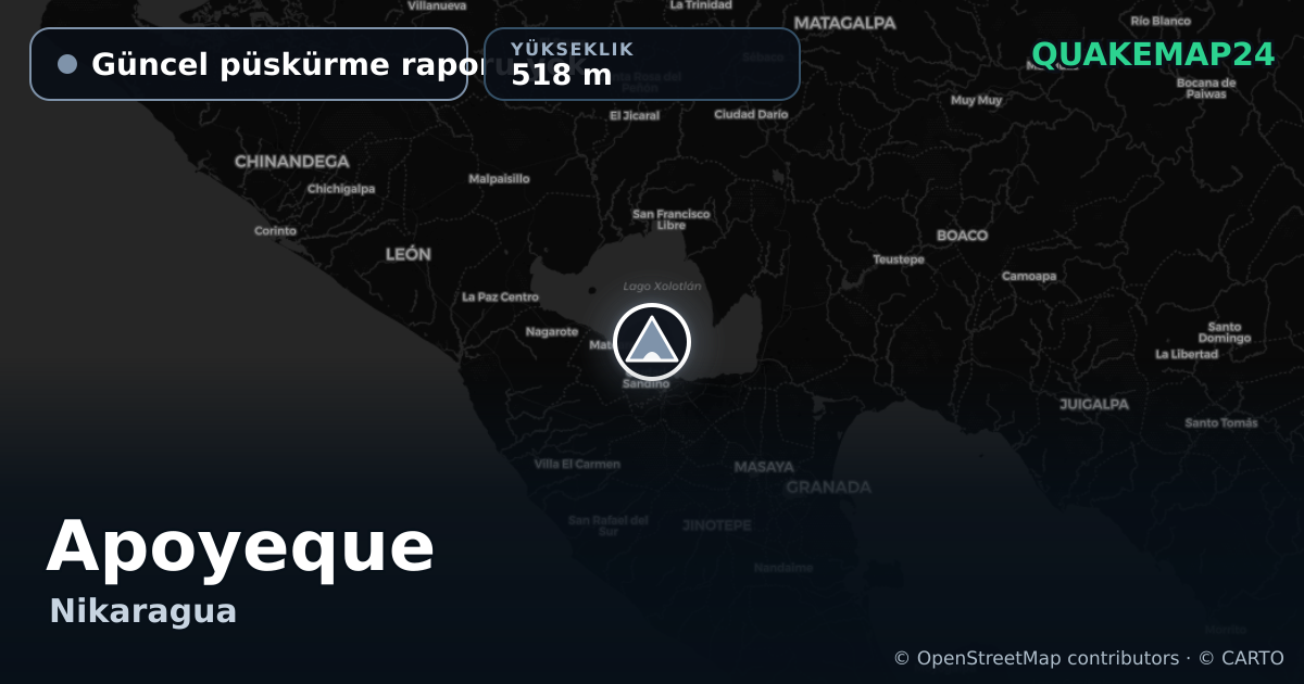 Apoyeque · Güncel püskürme raporu yok · 518 m