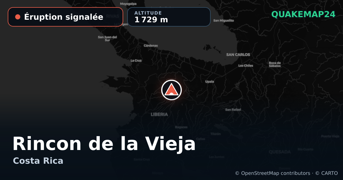 Rincon de la Vieja · Éruption signalée · 1 729 m