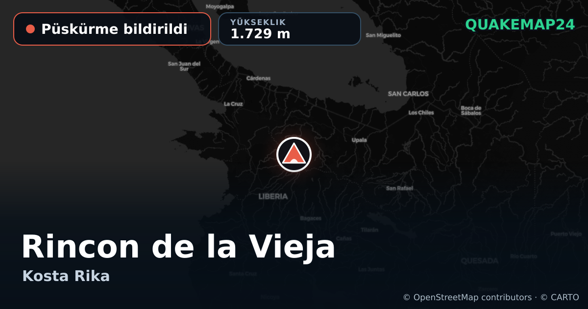 Rincon de la Vieja · Püskürme bildirildi · 1.729 m