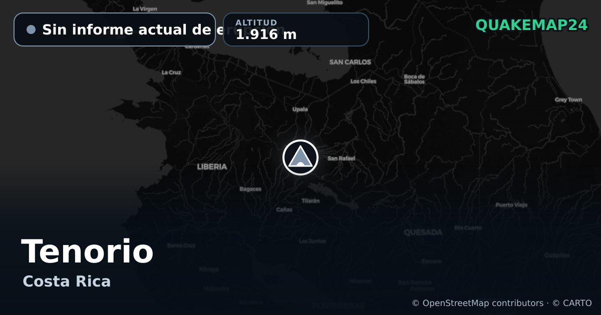 Tenorio · Sin informe actual de erupción · 1.916 m