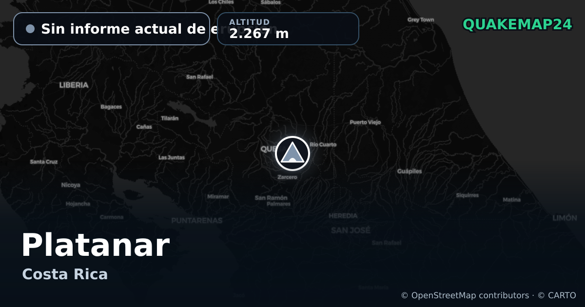 Platanar · Sin informe actual de erupción · 2.267 m